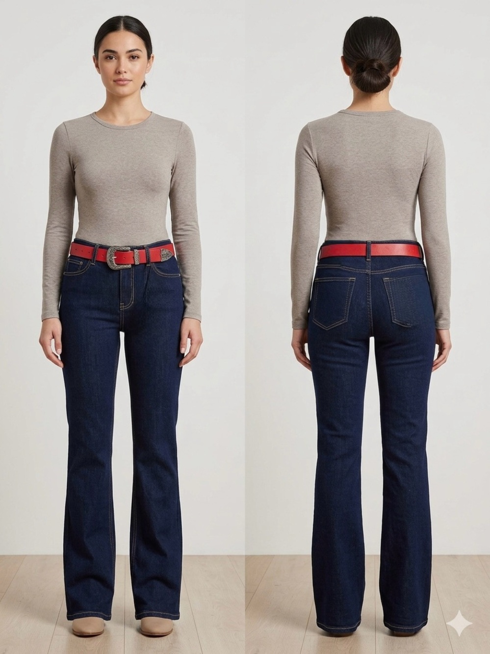 NWT Almost Famous Dark Blue Bootcut Jeans with Red Belt